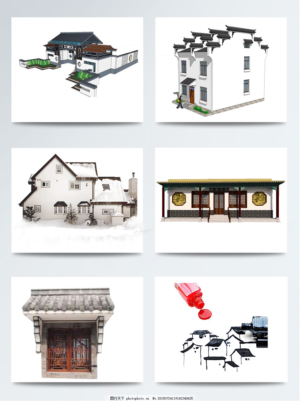 手绘徽派建筑图案元素 勾勒古韵徽州的 architecture 美学